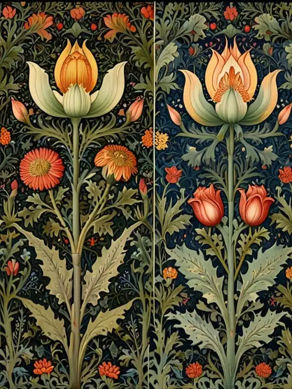 William Morris Two Panels Of Flowers Fast Shipping