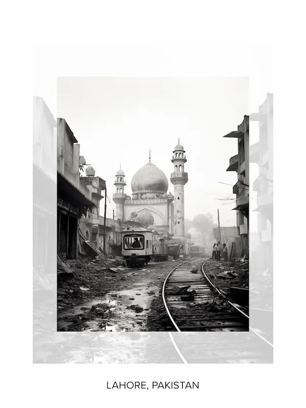Poster Of Lahore, Pakistan, Black And White Old Photo 1 Top Pick