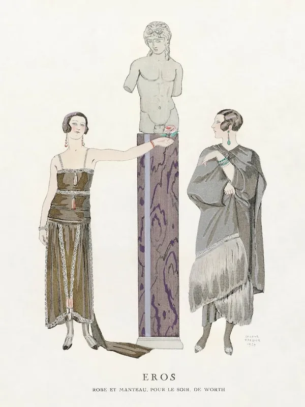 Luxury Eros Robe et manteau pour le soir, de Worth (1924), George Barbier