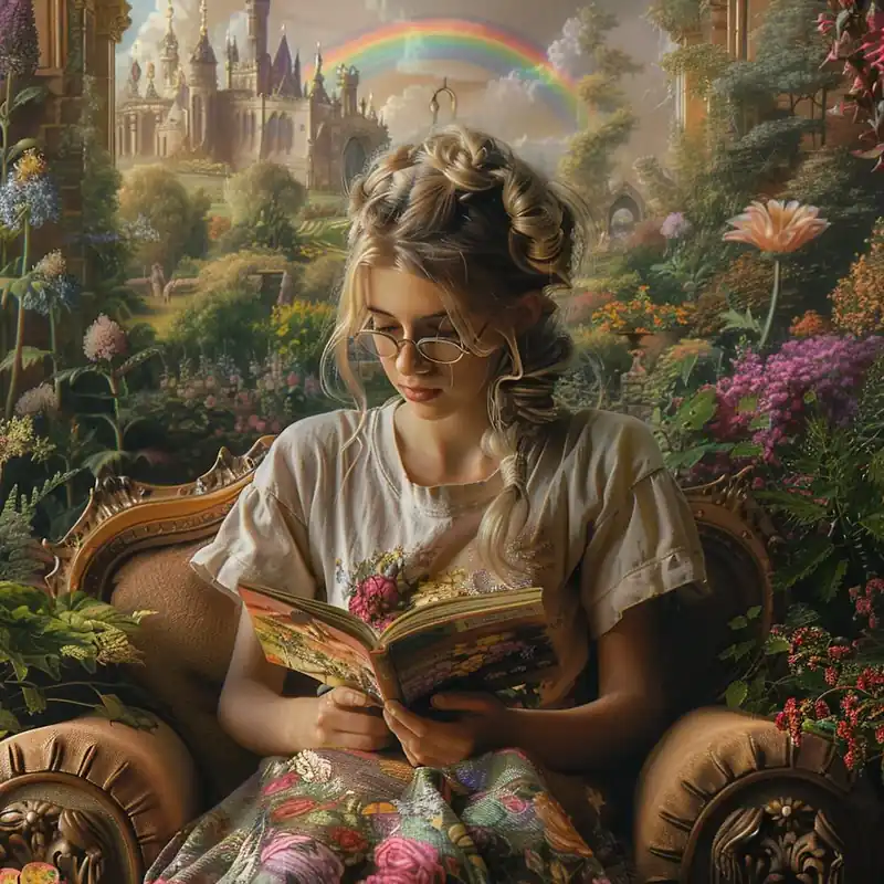 Fairytale Girl Reading A Book No Minimum Order