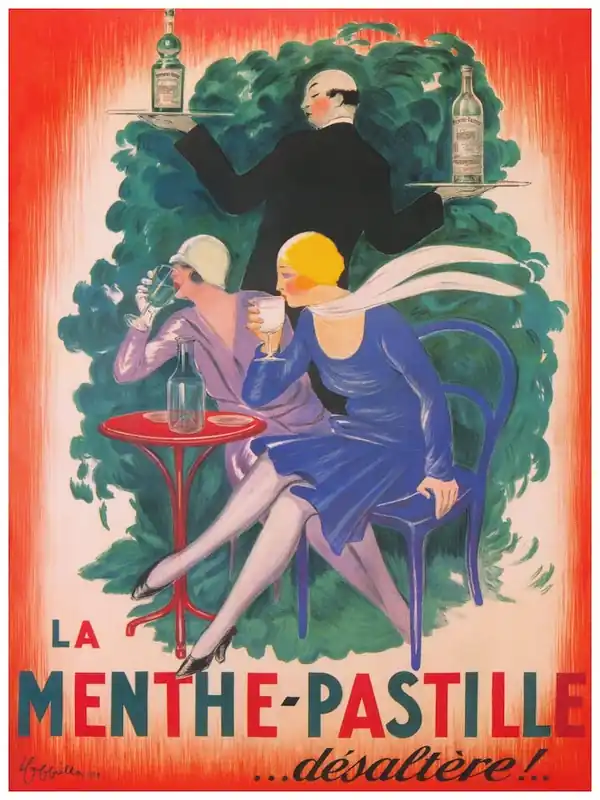 Budget La Menthe Pastille, Women At Cafe, Vintage Poster