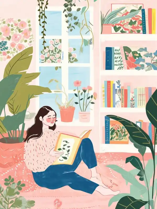 Premium Girl Reading A Book Lo Fi Kawaii Illustration 2
